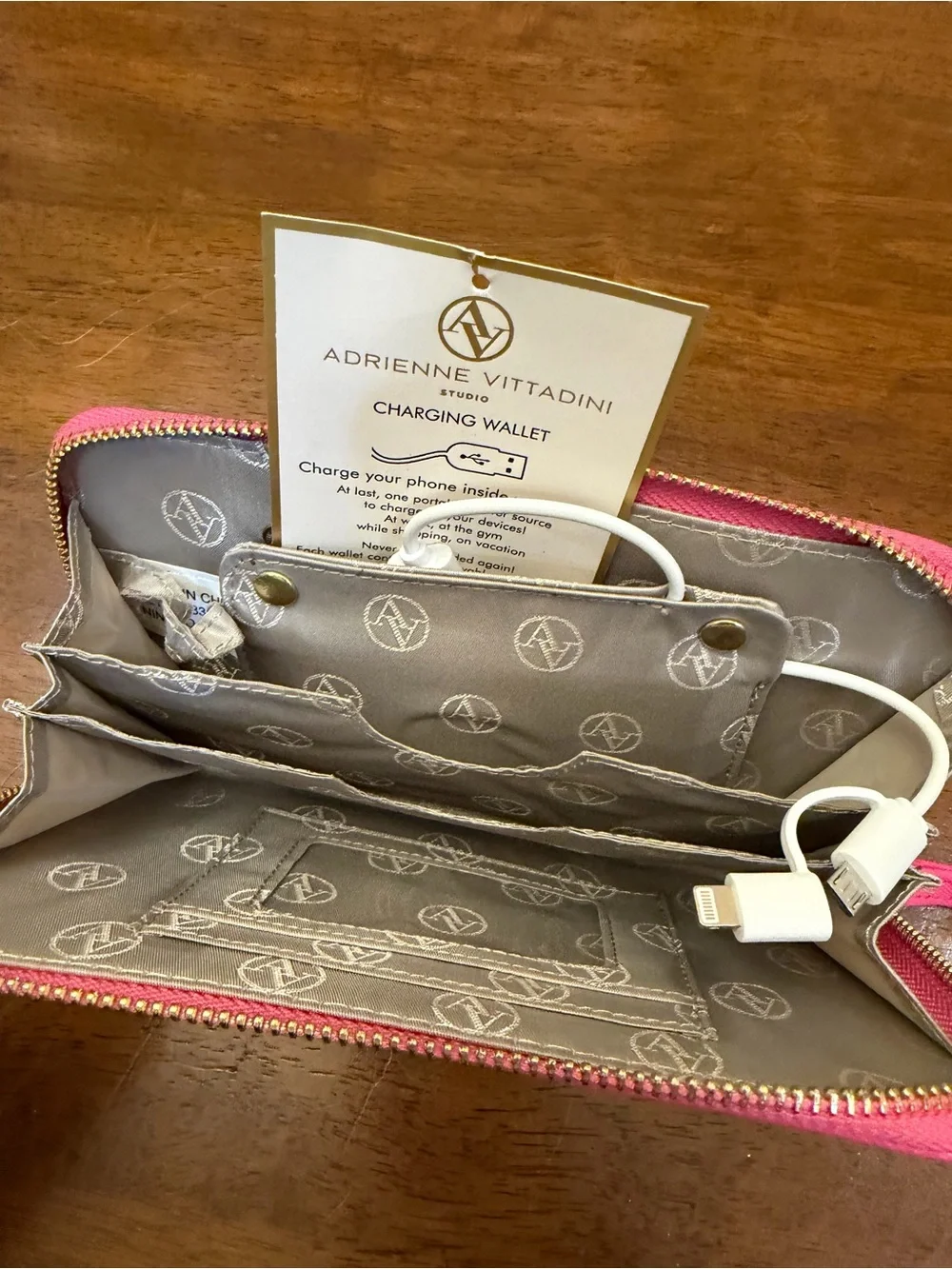 Adrienne Vittadini Hot Pink Zip Wristlet Clutch